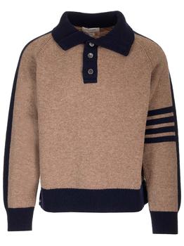 Thom Browne | Thom Browne 4-Stripe Mockneck Knit Polo Shirt商品图片,7.6折