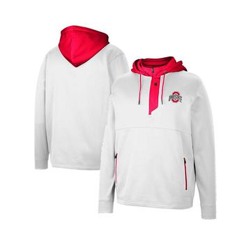 Colosseum | Men's White Ohio State Buckeyes Luge 3.0 Quarter-Zip Hoodie商品图片,