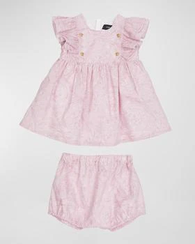 推荐Girl's Barocco-Print Poplin Dress with Bloomers, Size 6M-18M商品