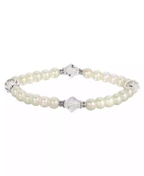 2028 | Silver-Tone Imitation Pearl and Lantern Bead Stretch Bracelet,商家Macy's,价格¥192