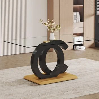 Streamdale Furniture | Streamdale Modern Rectangular Glass Dining Table - Black & Gold Base,商家Premium Outlets,价格¥5993