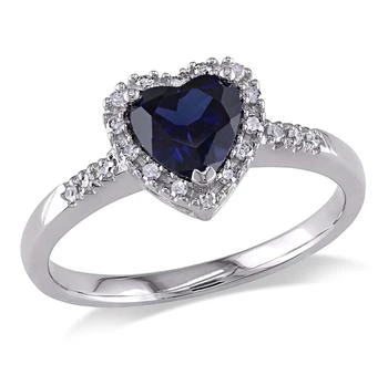 推荐Heart Sapphire Diamond 10K White Gold Engagement Ring商品