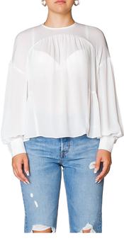 vince真丝, Vince | Shirred Silk Crepe Blouse In White商品图片 7折