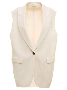 brunello cucinelli jacket, Brunello Cucinelli | Single-Breasted Viscose and Silk  Ivory colored Vest Brunello Cucinelli Woman商品图片 4.8折