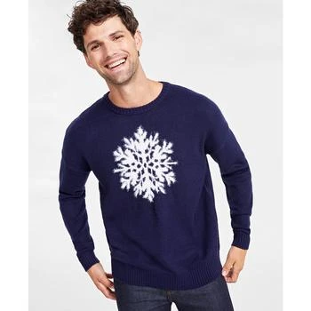 Charter Club | Holiday Lane Men's Snowflake Crewneck Sweater, Created for Macy's 5折