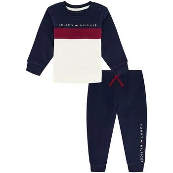 Tommy Hilfiger | Baby Boys Colorblock Crewneck and Joggers Sweatsuit, 2 Piece Set 