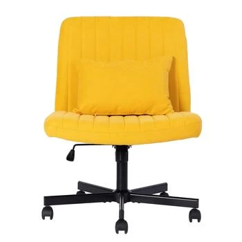 Streamdale Furniture | Streamdale Yellow Linen Armless Office Chair with Wheels,商家Premium Outlets,价格¥1100