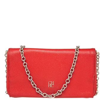 推荐CH Carolina Herrera Red Monogram Leather Crossbody Bag商品
