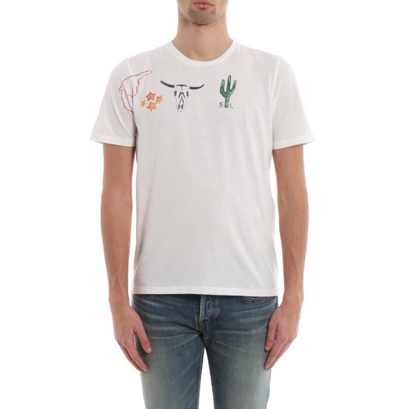 推荐YSL 男士白色亚利桑那风格印花短袖T恤 559731-YBDI2-8486商品