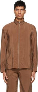 美国lamaire, Lemaire | SSENSE Exclusive Brown Silk Zip Bomber Jacket商品图片 3折