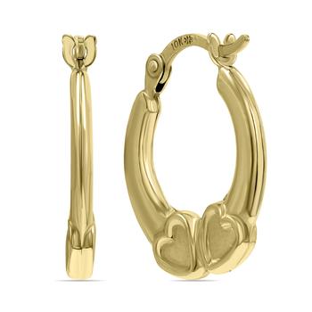 商品10K Yellow Gold Double Heart Shaped Huggie Hoop Earrings图片