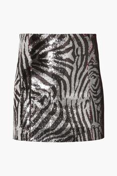 推荐Zebra-print sequined satin mini skirt商品