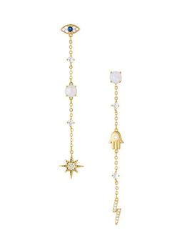 商品18K Gold-Plated & Cubic Zirconia, Opal & Charm Dangle Earrings图片