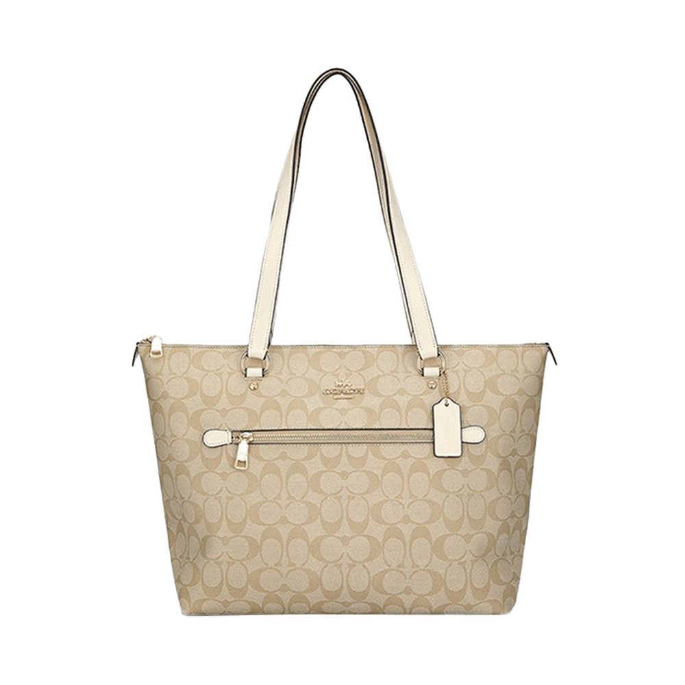 coach tote, Coach | coach 女士大号卡其色PVC手提单肩包 79609IMDQC商品图片 满$100享9.5折, 满折
