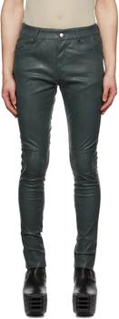 rick owens男裤, Rick Owens | Green Tyrone Leather Pants商品图片 额外8.5折, 额外八五折
