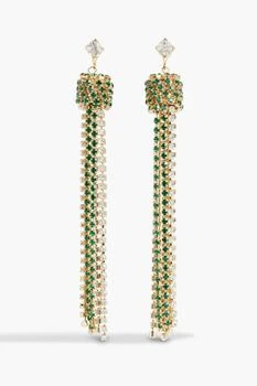 推荐Tasseled gold-tone crystal earrings商品