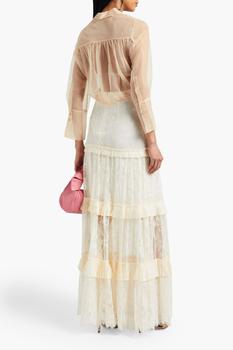 推荐Tiered pleated Chantilly lace maxi skirt商品