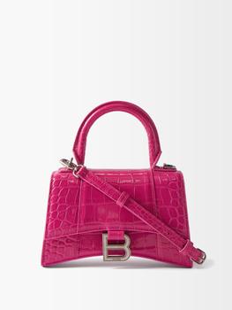 巴黎世家沙漏包价格, Balenciaga | Hourglass XS crocodile-effect leather bag商品图片 