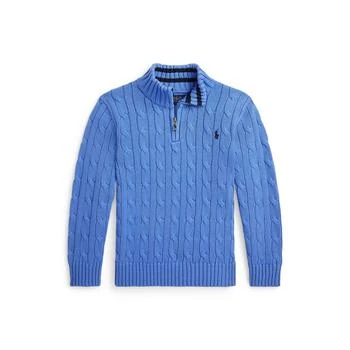 Ralph Lauren | Toddler and Little Boys Cable-Knit Cotton Quarter-Zip Sweater,商家Macy's,价格¥474