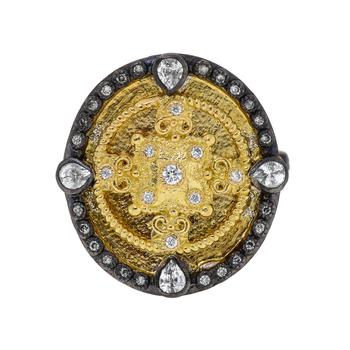 商品Armenta Heraldry Sterling Silver And 18K Yellow Gold Diamond 0.39ct. Tw. And White Sapphire Ring Sz 6.5 27420图片