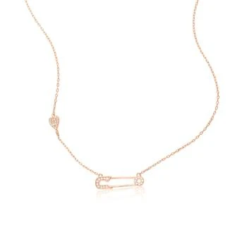 ADORNIA | Safety Pin Heart Necklace rose gold,商家Premium Outlets,价格¥394