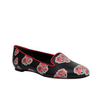 Alexander McQueen | Alexander McQueen Women's Rose Pattern  Leather Slipper Shoes商品图片,6折
