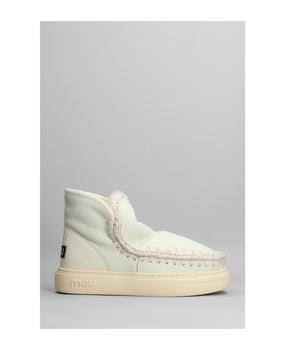 Mou | Eskimo Sneaker Bold Low Heels Ankle Boots In White Leather商品图片,