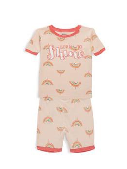 商品Petit Lem | Little Girl's 2-Piece Rainbow Pajama T-Shirt & Shorts Set,商家Saks OFF 5TH,价格¥73图片