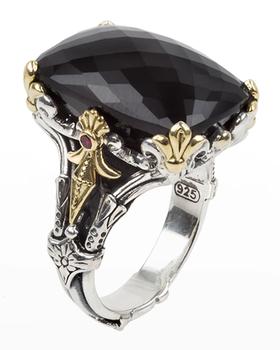 商品Pythia Onyx/Crystal Rectangle Ring with Corundum图片