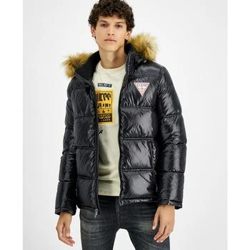 GUESS | Men's Puffer Jacket With Faux Fur Hood 3.6折