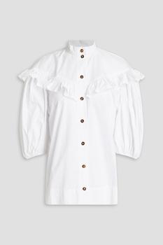 Ganni | Ruffle-trimmed organic cotton-poplin shirt商品图片,5折