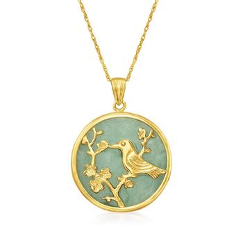商品Ross-Simons | Ross-Simons Jade Hummingbird Circle Pendant Necklace in 14kt Yellow Gold,商家Premium Outlets,价格¥2279图片