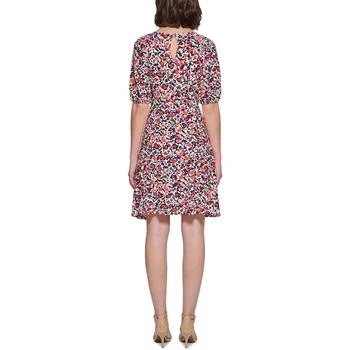 推荐Petites Womens Floral Print Mini Fit & Flare Dress商品