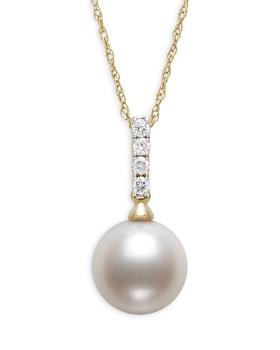 商品Cultured Freshwater Pearl & Diamond Pendant Necklace in 14k Yellow Gold, 18" - 100% Exclusive图片