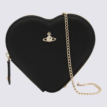 Vivienne Westwood | VIVIENNE WESTWOOD BLACK LEATHER NEW HEART CROSSBODY BAG商品图片,6.6折