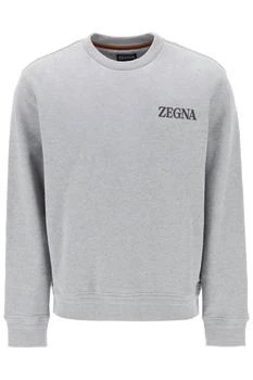 Zegna | CREW-NECK SWEATSHIRT WITH FLOCKED LOGO 6.4折