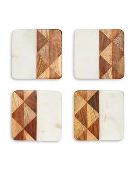 Be Home | Rockham Marble and Wood Coasters, Set of 4,商家Bloomingdale's,价格¥299