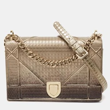 推荐Dior Ombre Gold/Black Microcannage Patent Leather Medium Diorama Flap Shoulder Bag商品
