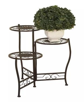 Rosemary Lane | Brown Metal Indoor Outdoor 3 Tier Floral Plant Stand,商家Macy's,价格¥471