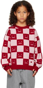 商品Kids Red & Pink Jacquard Logo Sweater图片