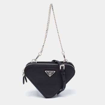 美国prada包, Prada | Prada Black Saffiano Leather Mini Triangular Pouch Bag商品图片 9.3折, 满1件减$100, 满减