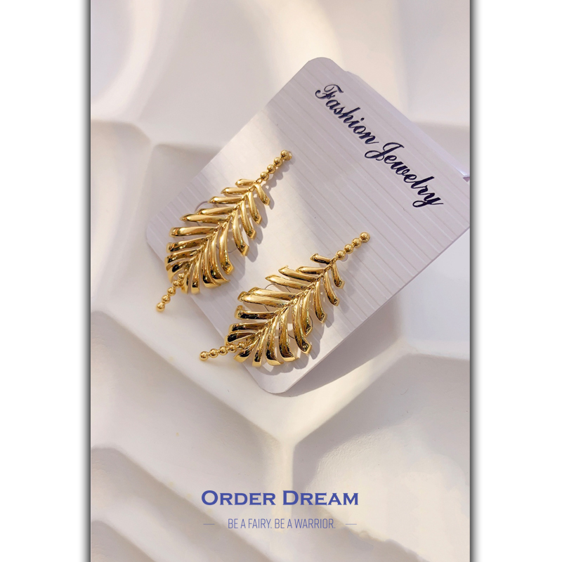 Order Dream | 18K金叶子耳坠商品图片,包邮包税