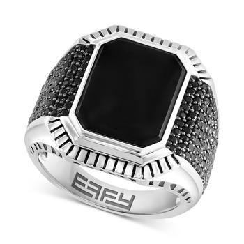 商品EFFY® Men's Onyx & Black Spinel Statement Ring in Sterling Silver图片
