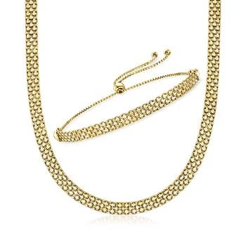 Ross-Simons | Ross-Simons 18kt Gold Over Sterling Bismark-Link Jewelry Set: Necklace and Bolo Bracelet 5.5折, 独家减免邮费