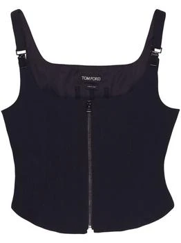 Tom Ford | BLACK CADY ZIP UP CORSET TANK TOP,商家Boutiques Premium,价格¥7019