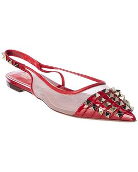 美国valentino鞋, Valentino | Valentino Rockstud Alcove Patent & Mesh Slingback Flat商品图片 5折