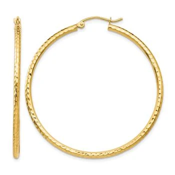 Diamond2Deal | 14k Yellow Gold Diamond-cut 2x45mm Round Tube Hoop Earrings,商家Premium Outlets,价格¥5392