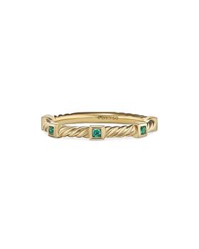 商品David Yurman | 18K Yellow Gold Cable Emerald Stack Band Ring,商家Bloomingdale's,价格¥7120图片