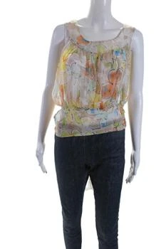 [二手商品] BLUMARINE | Blumarine Womens Silk Chiffon Floral Print Tie Hem Blouse Multicolor,商家Premium Outlets,价格¥616