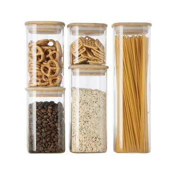 Genicook | 5 Pc Glass Food Storage Jars, Borosilicate Glass Canister Set with Bamboo,商家Macy's,价格¥277